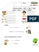 Parts of the body worksheet for CE1 level