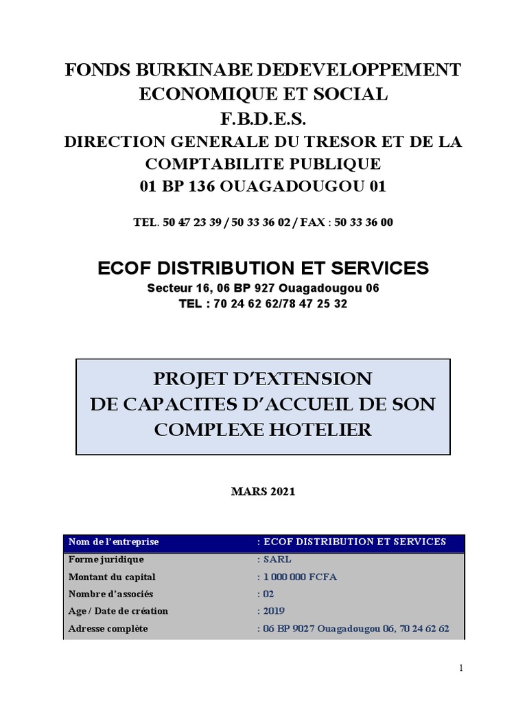 Schemas Plan Maison De Logement Sociaux Economique En Afrique Pdf EDS - Projet D'extension de Son Complexe Hôtelier | PDF | Hôtel | Tourisme