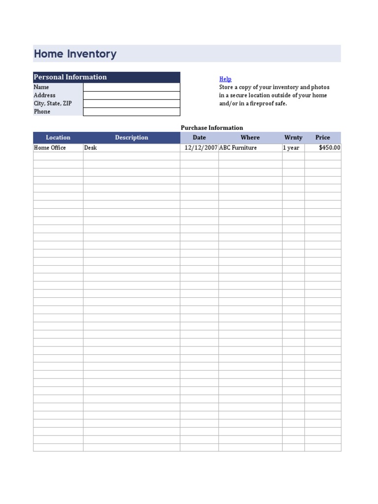 Home Inventory PDF