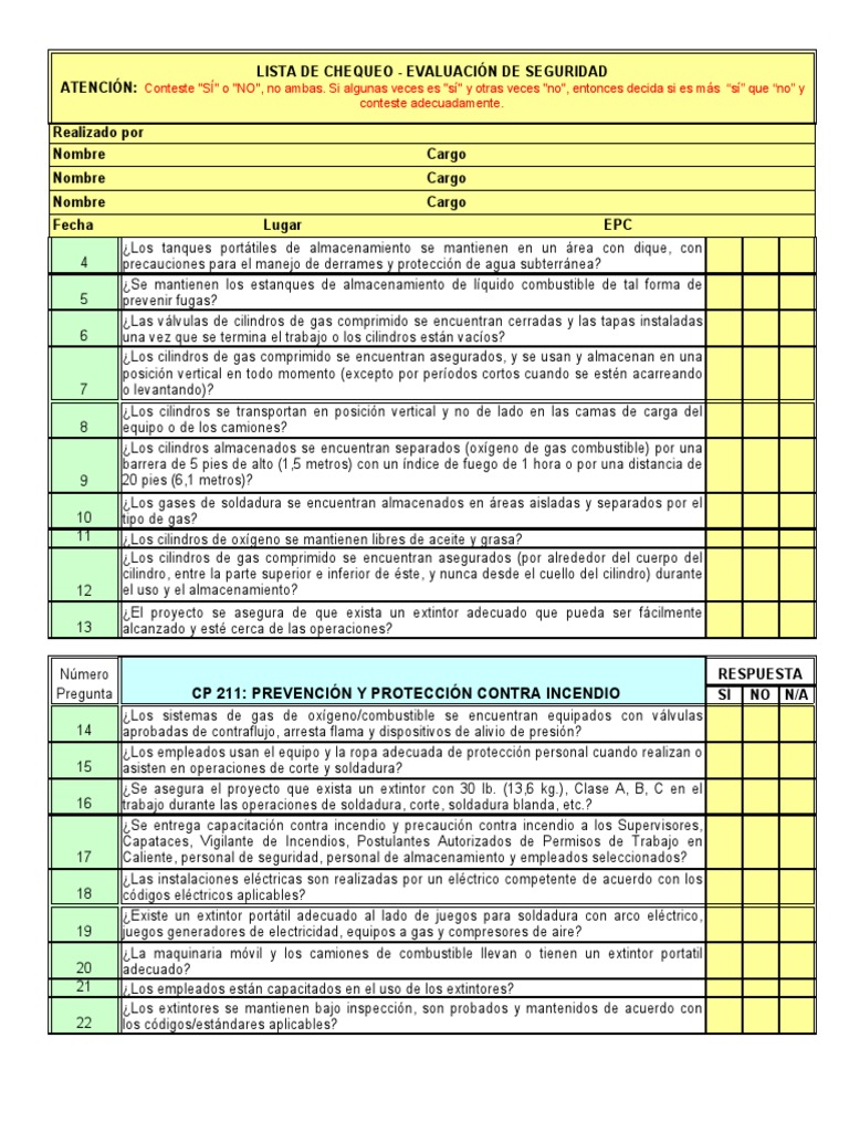 CP211 Checklist Contraincendio | PDF | Soldadura | Construcción