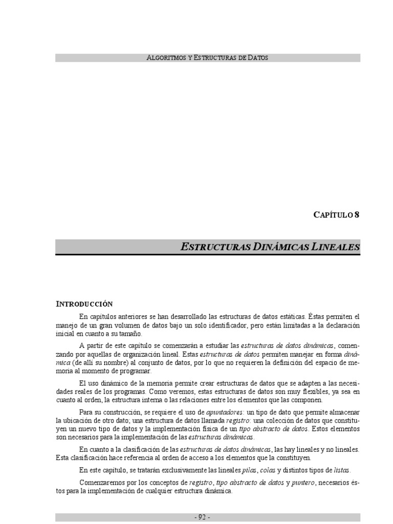 Estructuras Dinamicas Lineales | PDF | Puntero (Programación de ...