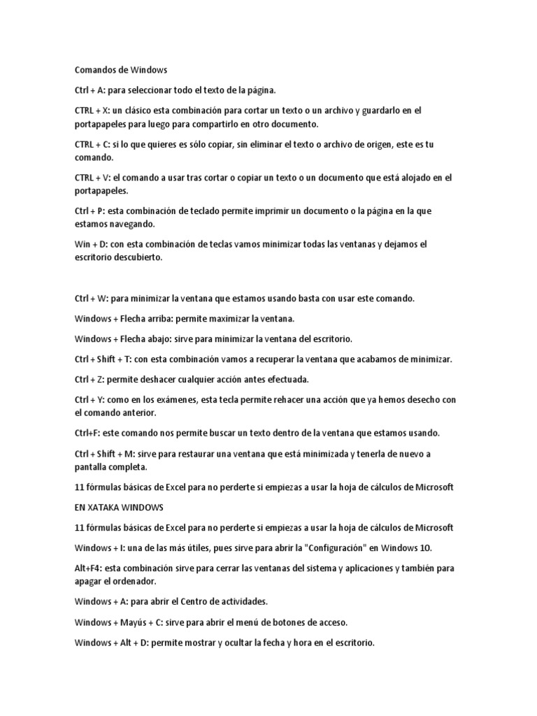 50 Atajos de Teclado en Windows | PDF | Microsoft Windows | Ventana ...
