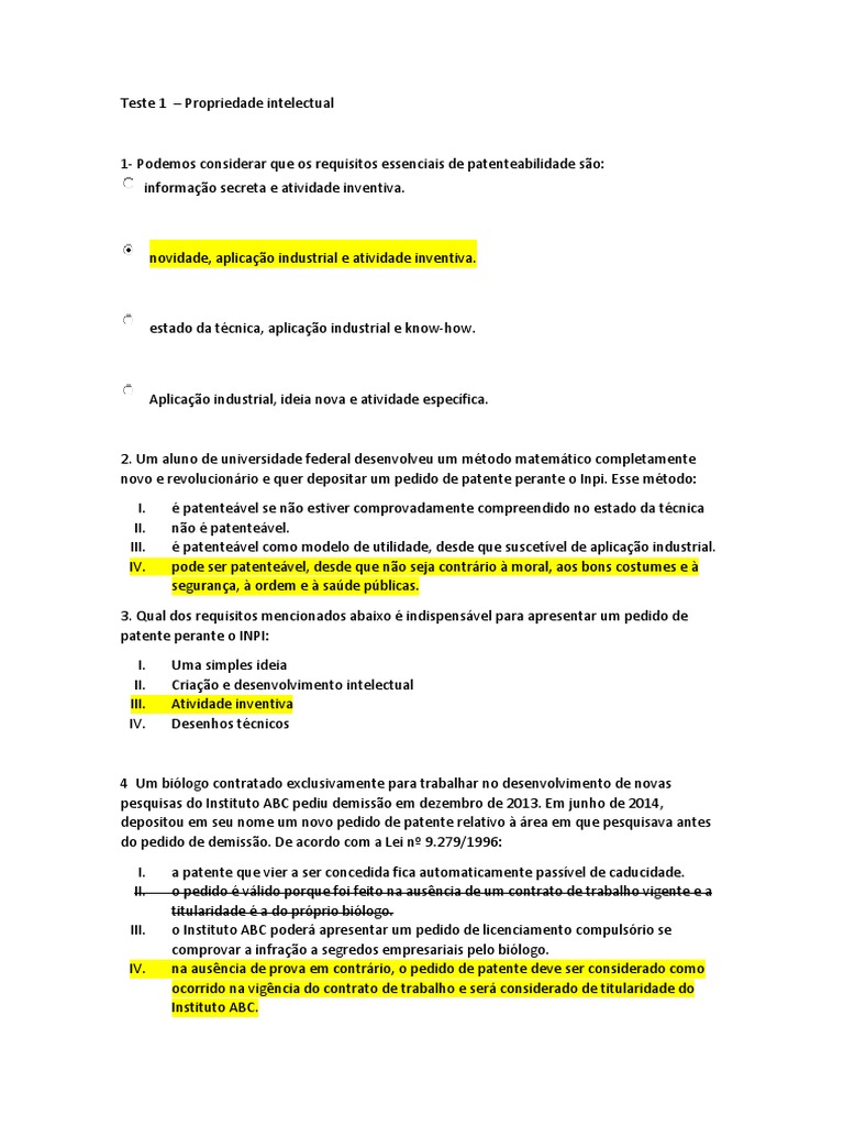 Propriedade Intelectual e Patentes | PDF | Patente | Propriedade ...