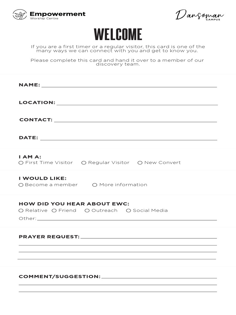 Visitor Connection Card Guide | PDF