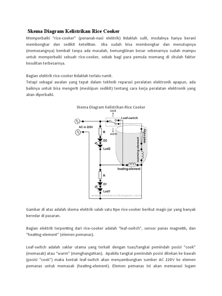 Skema Diagram Kelistrikan Rice Cooker | PDF