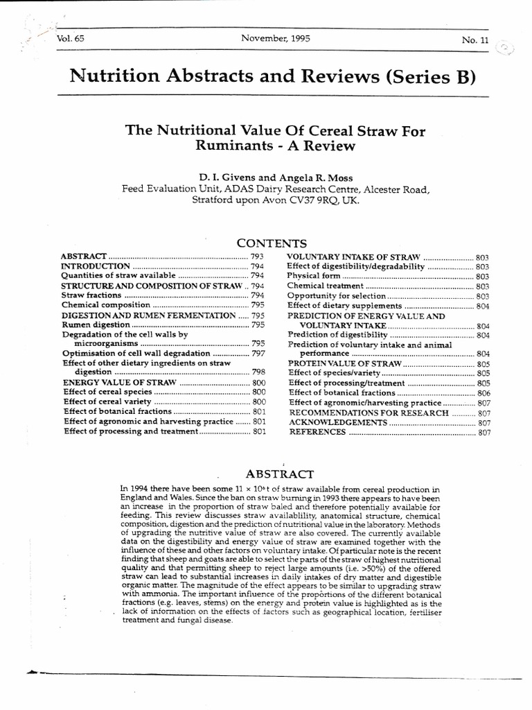 The Nutritional Value of Cereal Straw Fo Ruminants A Review PDF