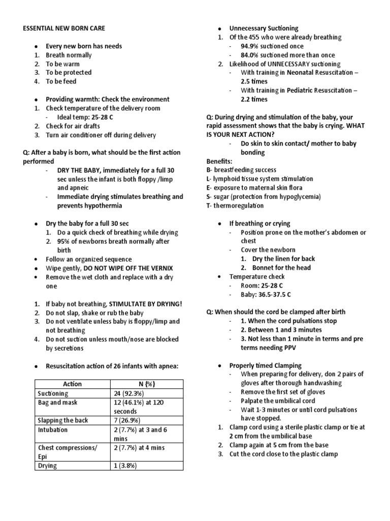 Essential New Born Care Pdf Breastfeeding Infants