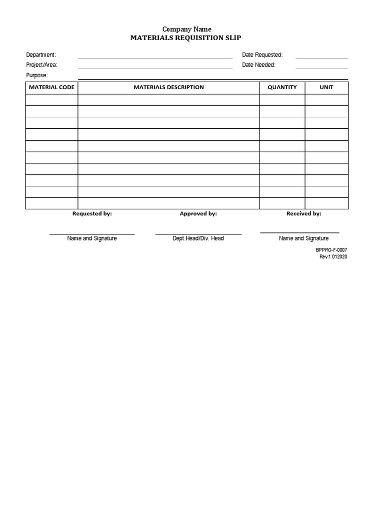 Material Request Form | PDF