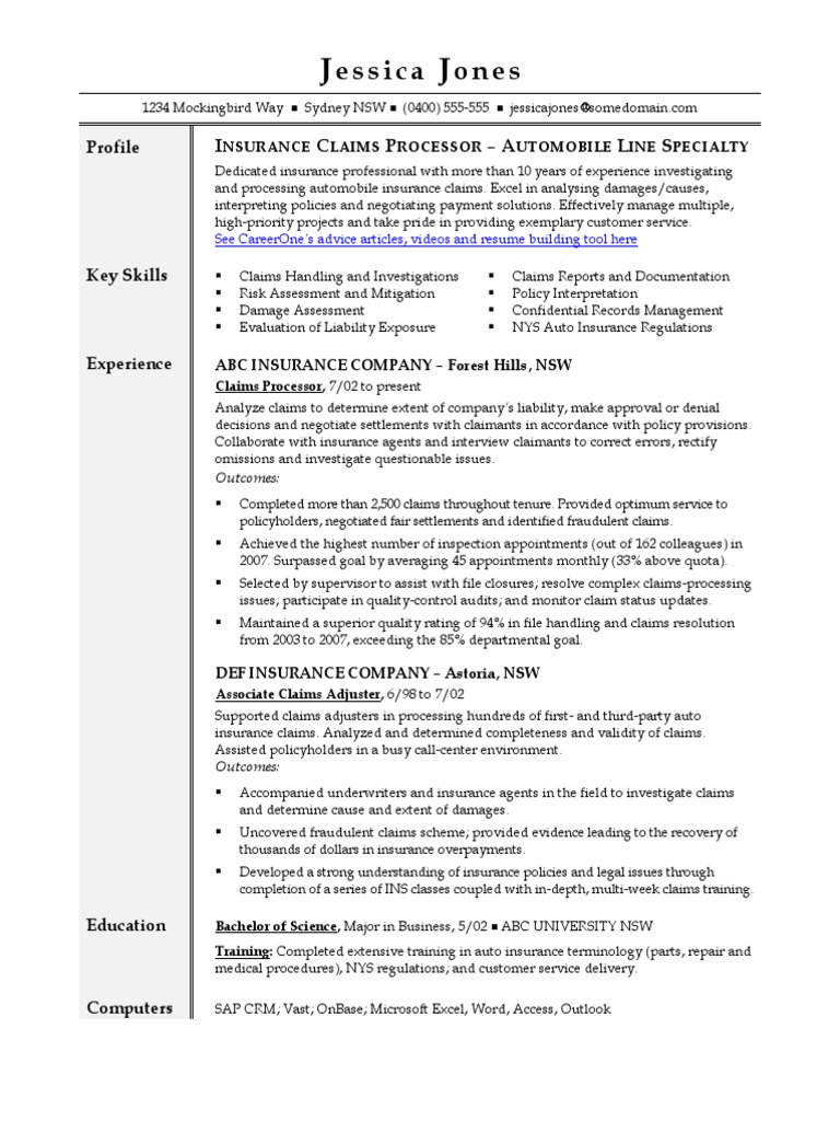 Automobile Insurance Claims Processor CV | PDF | Insurance | Vehicle ...