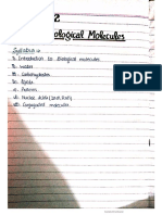 Unit Biological Molecules and Enzymes