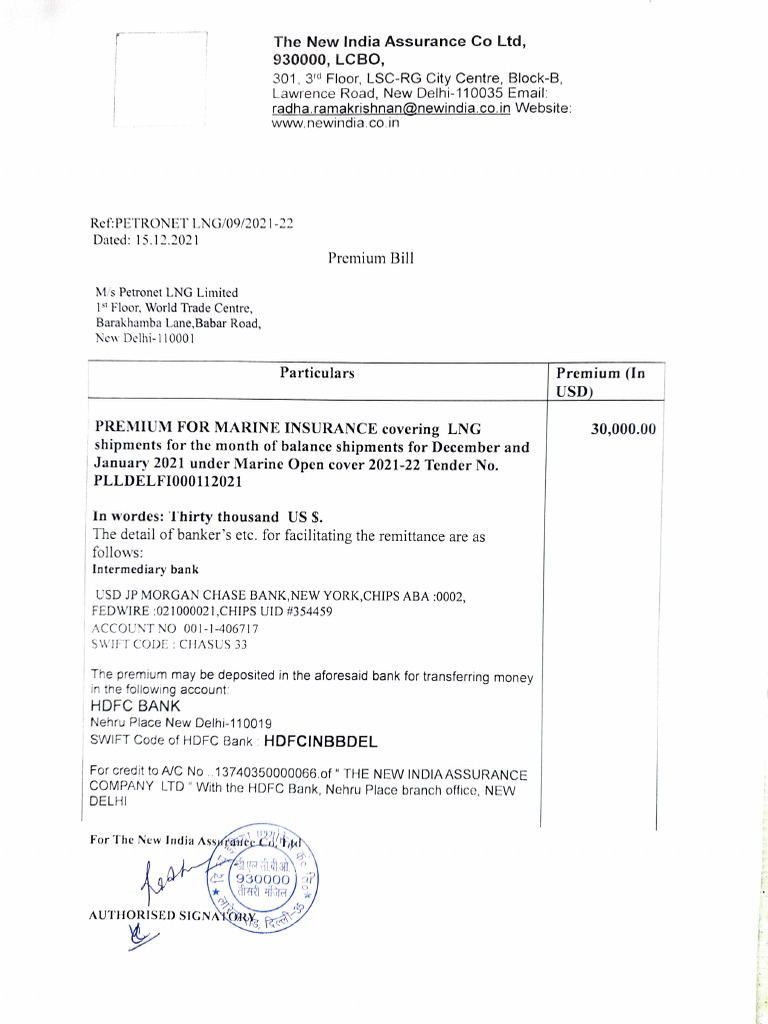 Premium Bill Dec and Jan 2021 | PDF