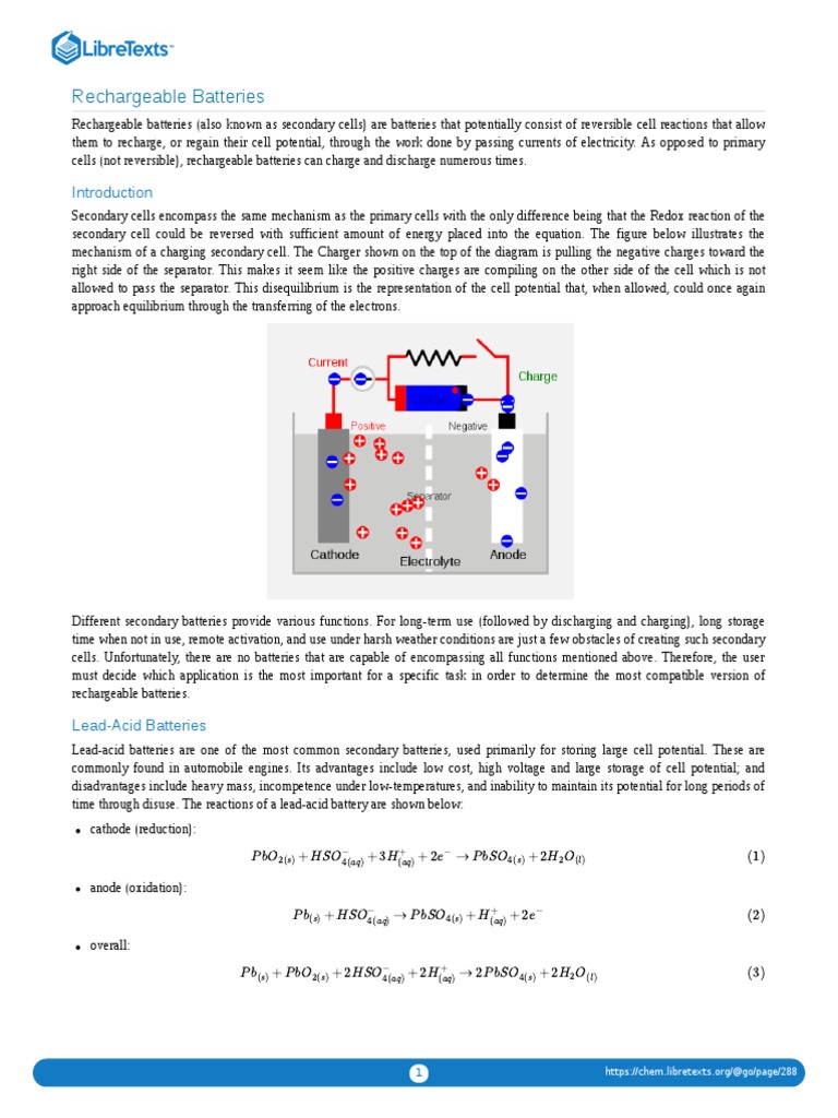 Rechargeable Batteries | PDF | Rechargeable Battery | Applied And ...