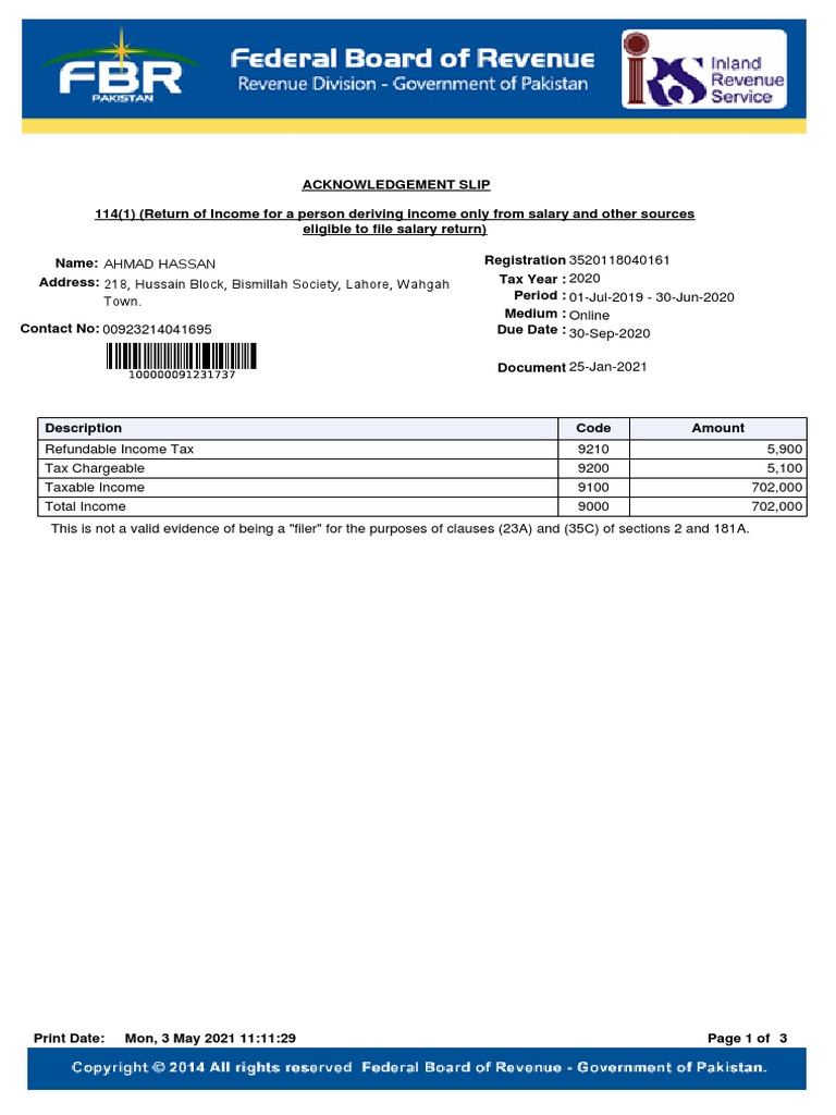 Tax Return PDF Expense Taxes