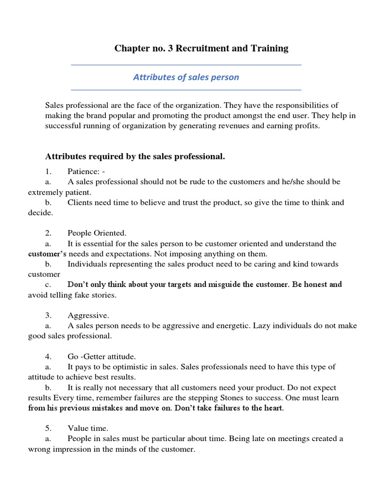 Recruitment Selection of Sales Personnel | PDF | Sales | Recruitment