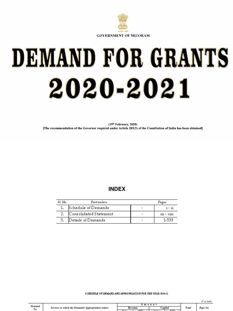 Demand For Grants 2020 21 PDF Agriculture Economies