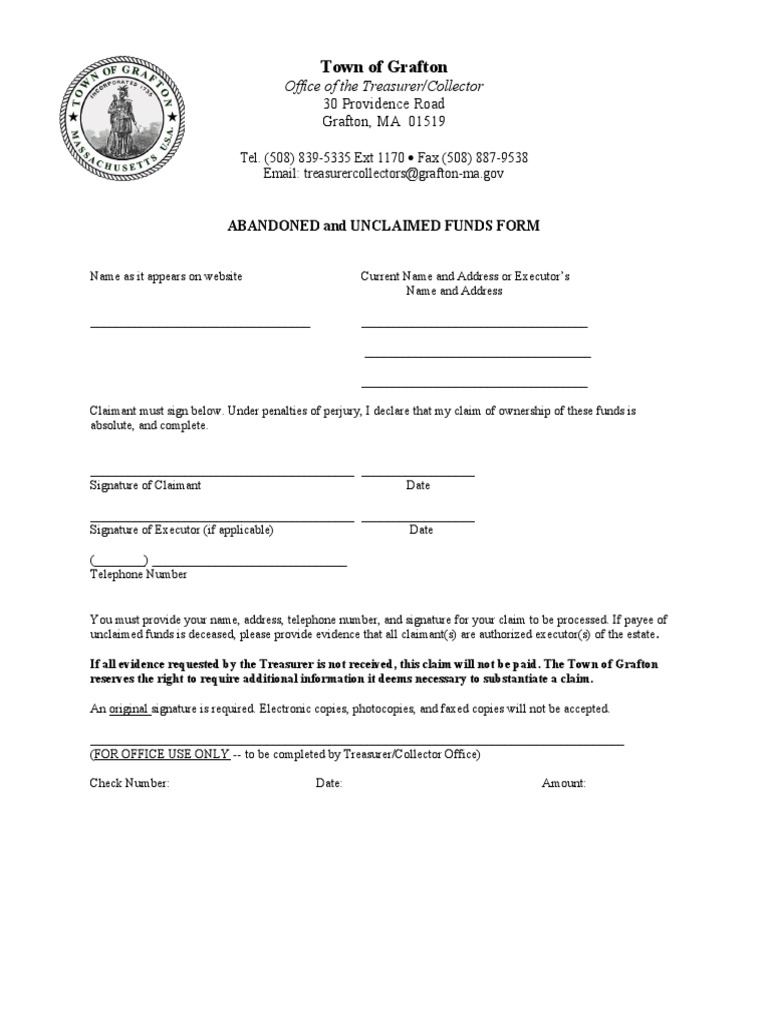 NJ Unclaimed Property Administration claim submission form