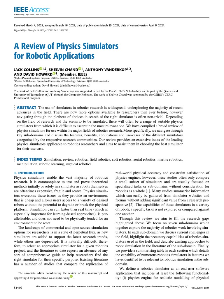 Review of Physics Simulators in Robotics | PDF | Simulation | Robotics