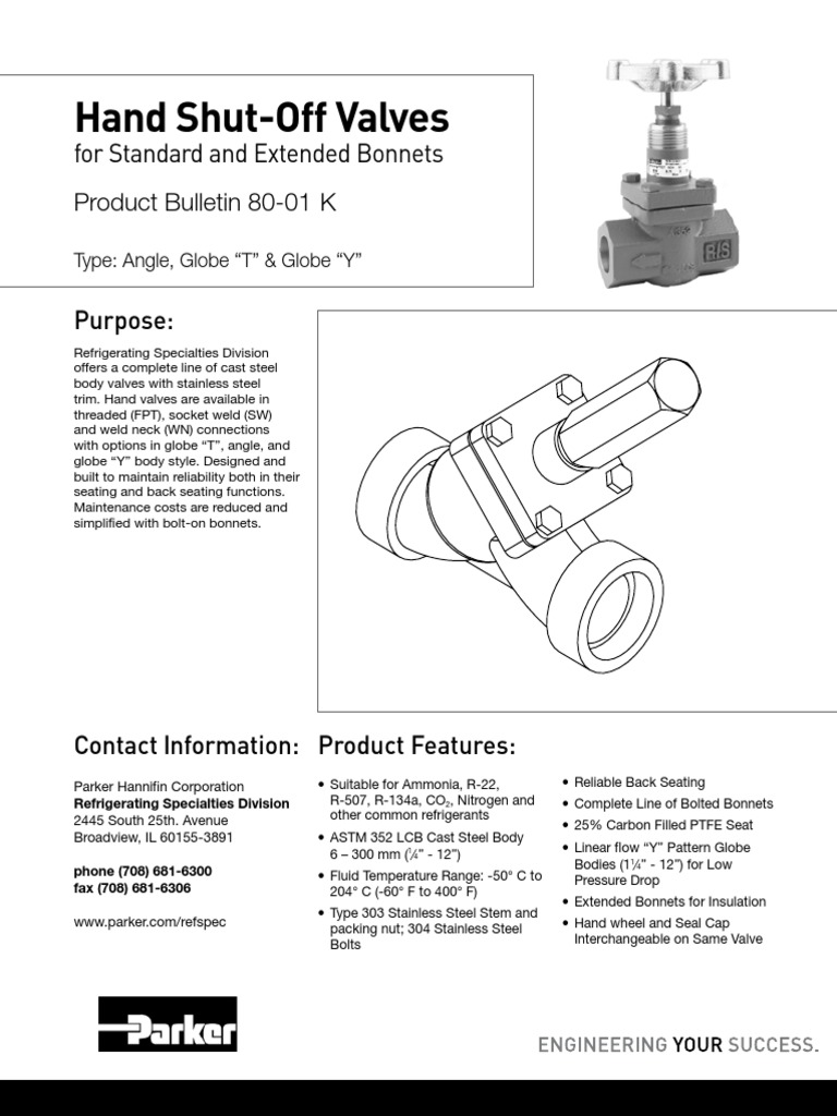Hand Shut-Off Valves: Product Bulletin 80-01 K For Standard and ...