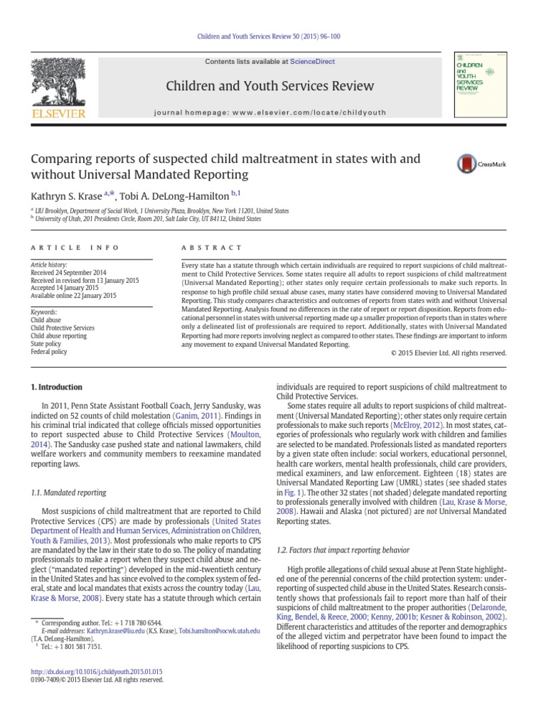 Comparing Reports of Suspected Child Maltreatment in States With and