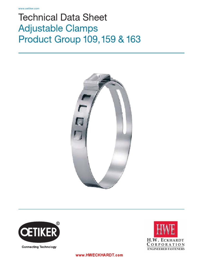 Catalog Oetiker Adjustable Clamps 163 Series PDF Force Stress