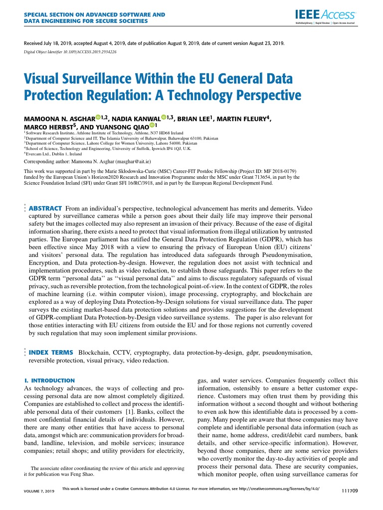 Visual Surveillance Within The EU General Data Protection Regulation: A ...