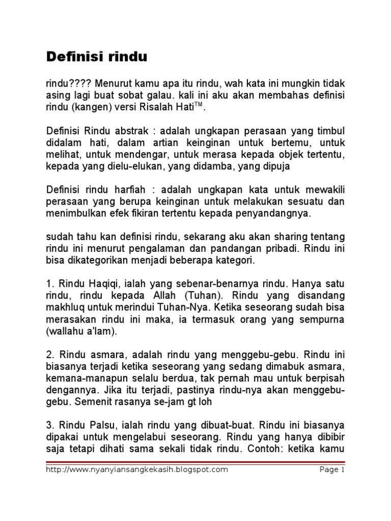 Jenis-Jenis Rindu dan Definisinya | PDF
