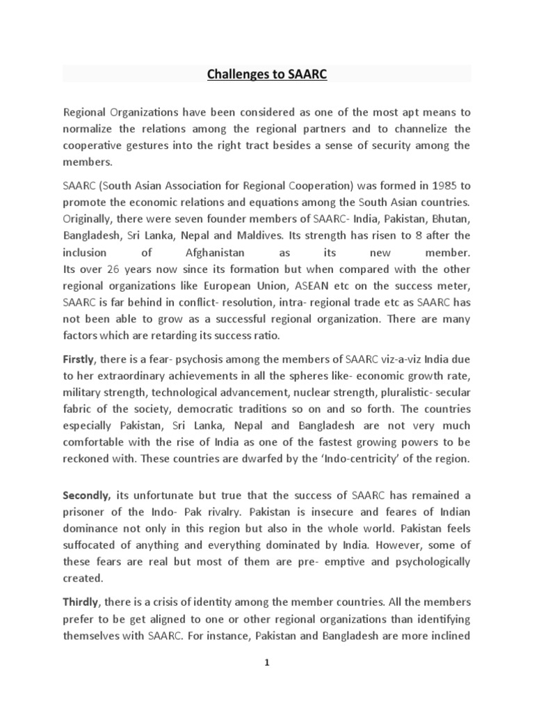 Challenges To Saarc Download Free Pdf South Asia International