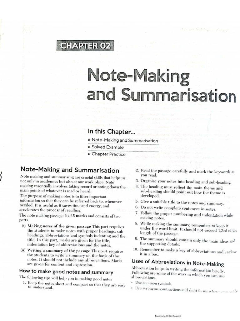 Note making and summarising pdf