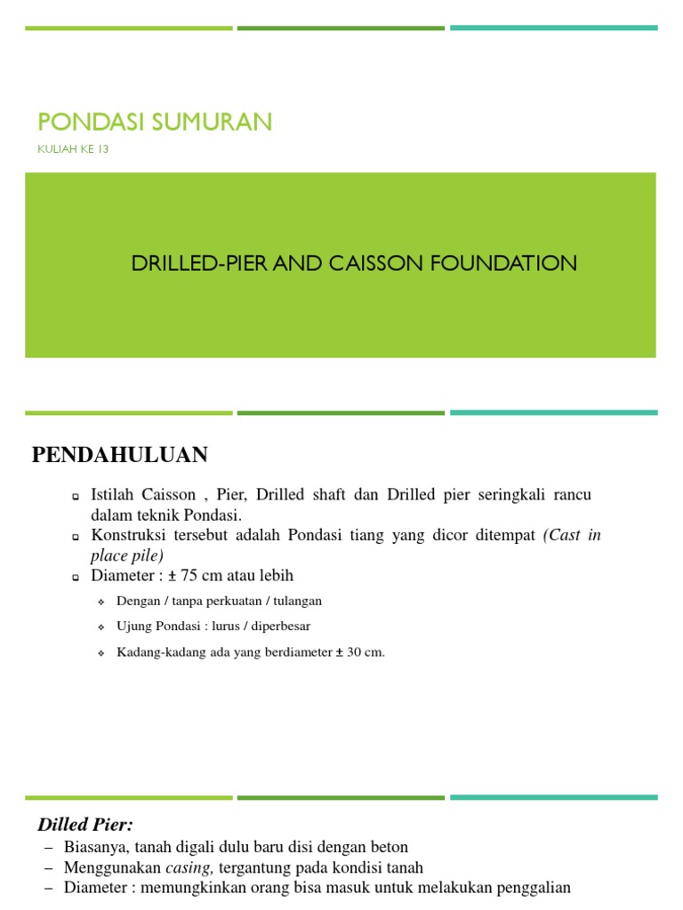Pengertian dan Tipe Pondasi Sumuran | PDF