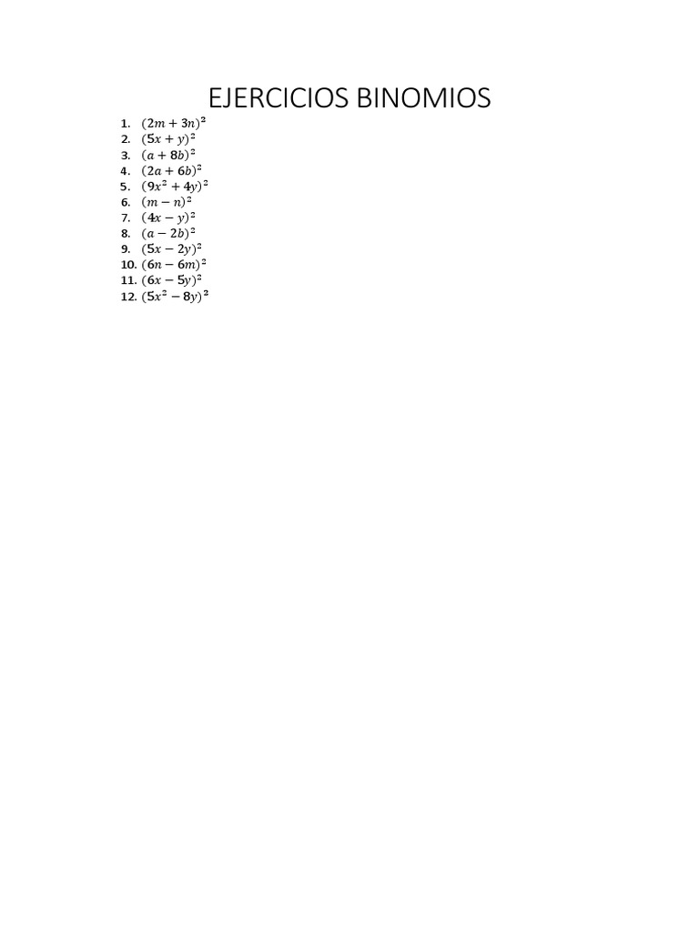 Ejercicios Binomios PDF