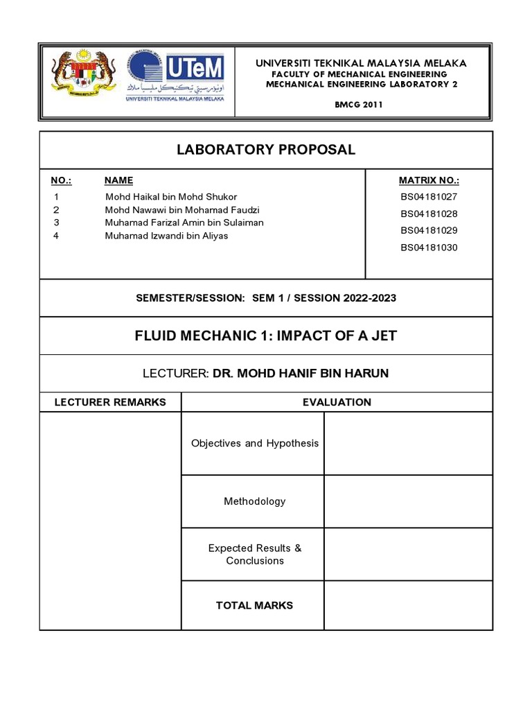 Jet Impact Experiment Proposal | PDF | Force | Weight