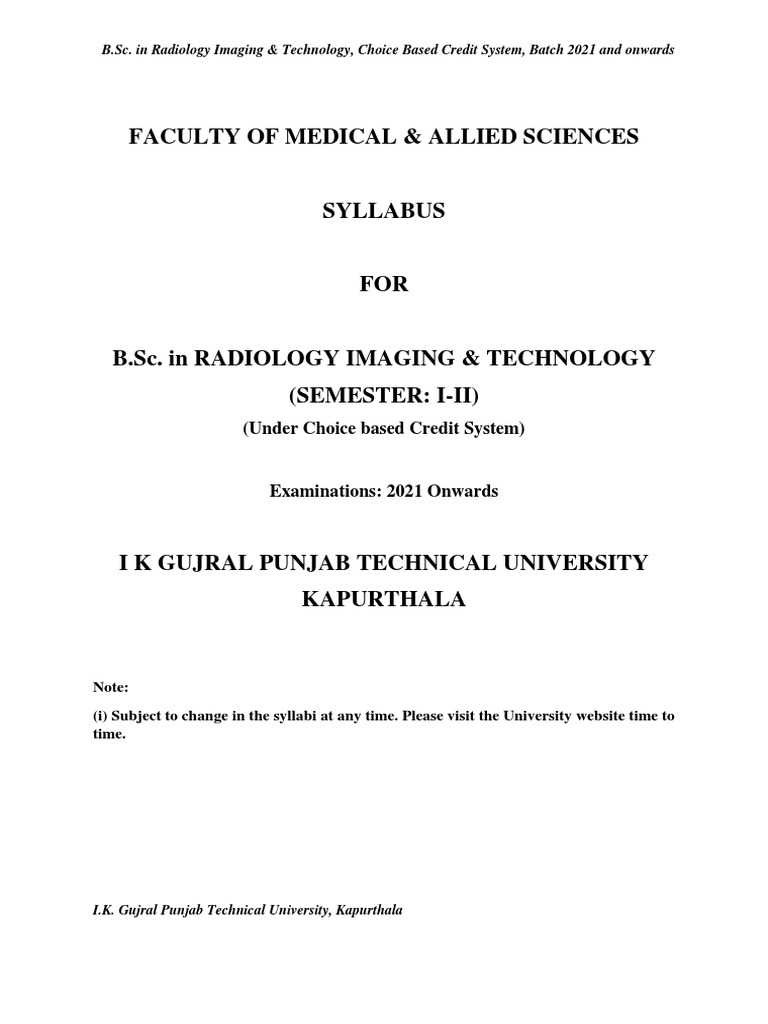 B.Sc. Radiology Syllabus Overview | PDF | Human Body | Endocrine System