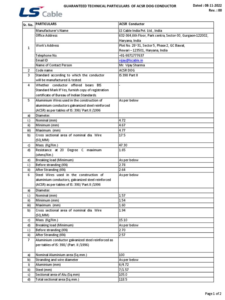 GTP - Acsr Dog | PDF | Physical Quantities | Building Engineering