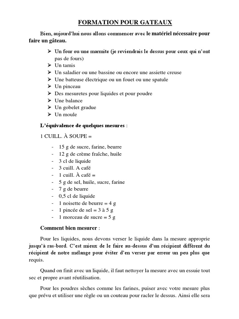 Formation Complète sur les Gâteaux | PDF | Chocolat | Beurre