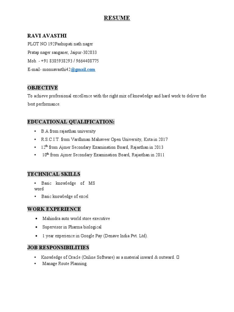 RAVI CV - Updated | PDF