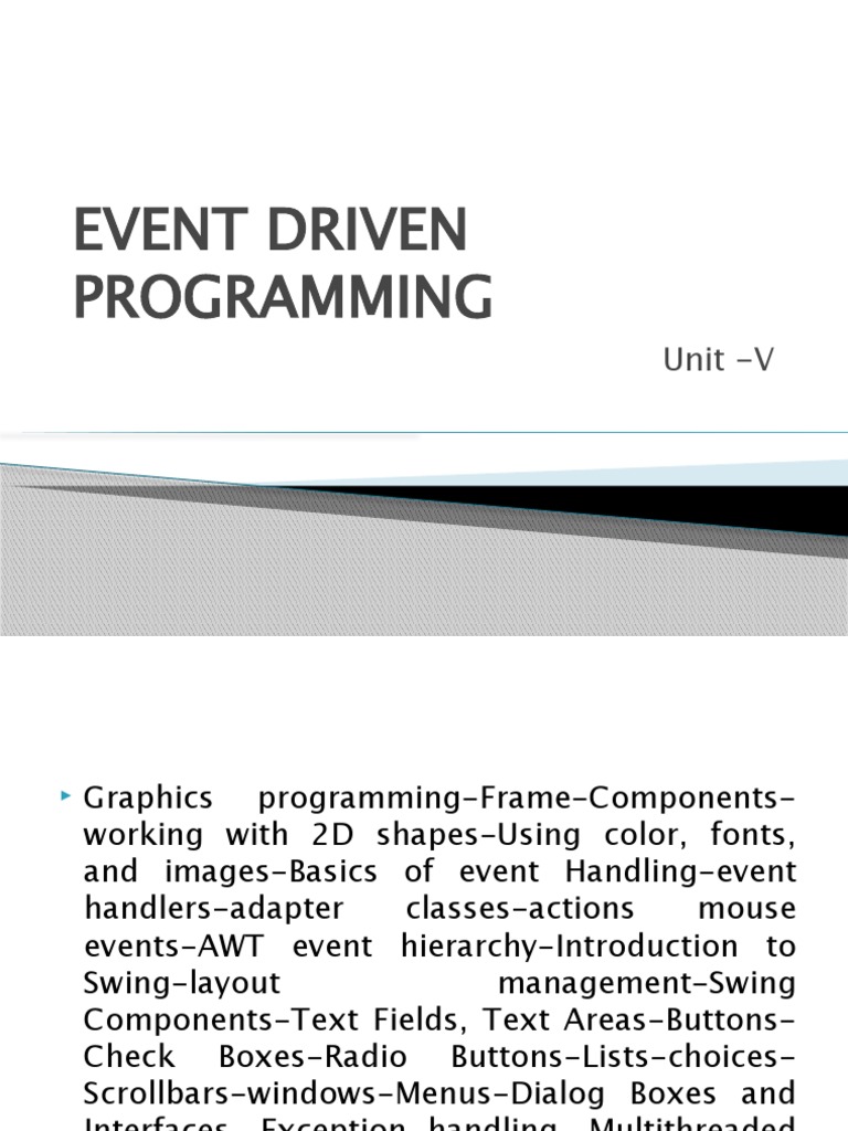 Event Driven Programming Unit 5 | PDF | Class (Computer Programming ...