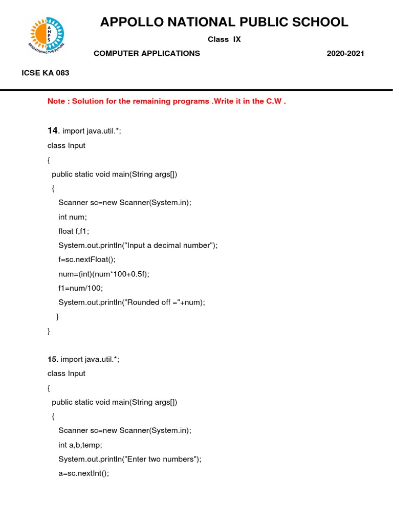Java Programs for Basic Calculations | PDF
