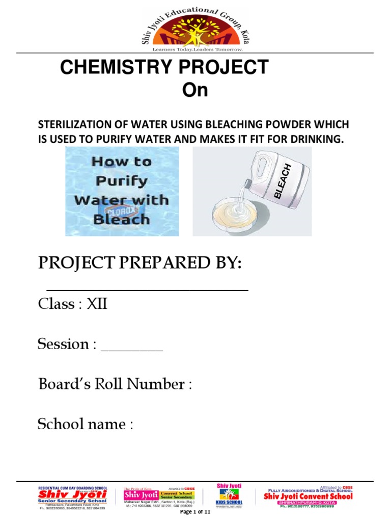 Using Bleaching Powder PDF Water Purification Bleach