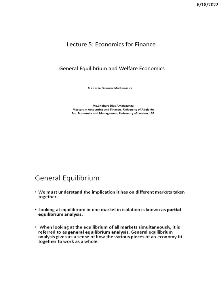 General Equilibrium in Exchange Economies | PDF | General Equilibrium ...
