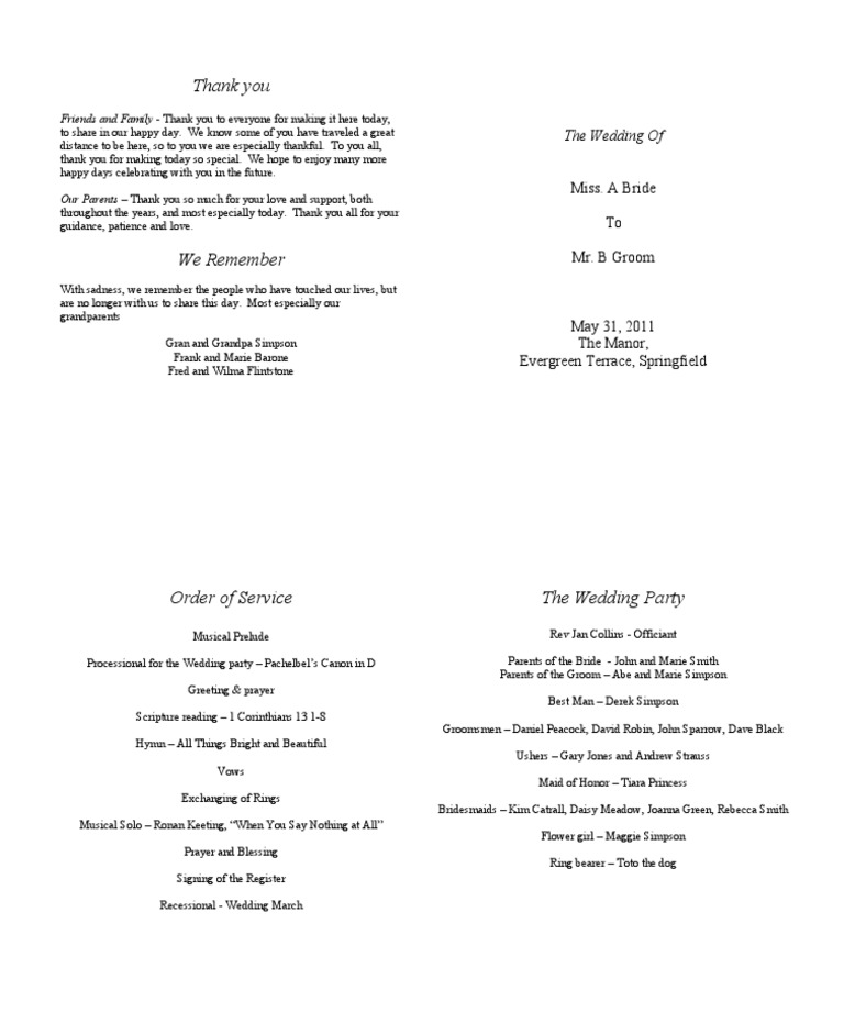 Wedding Program Template 13 | PDF | Wedding | Fashion Related Occasions