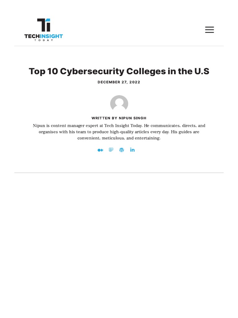 Top 10 Cybersecurity Colleges | PDF