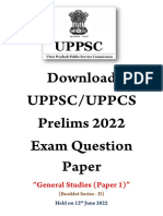 UPPCS UPPSC Prelims General Studies I Exam Question Paper 2022 Held On 12 June 2022 Booklet Series D - WWW - Dhyeyaias.com