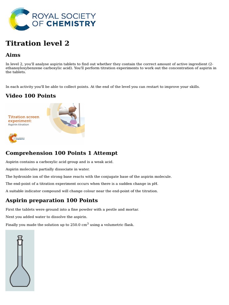 Titration Level 2 Labnotebook PDF Titration Chemistry