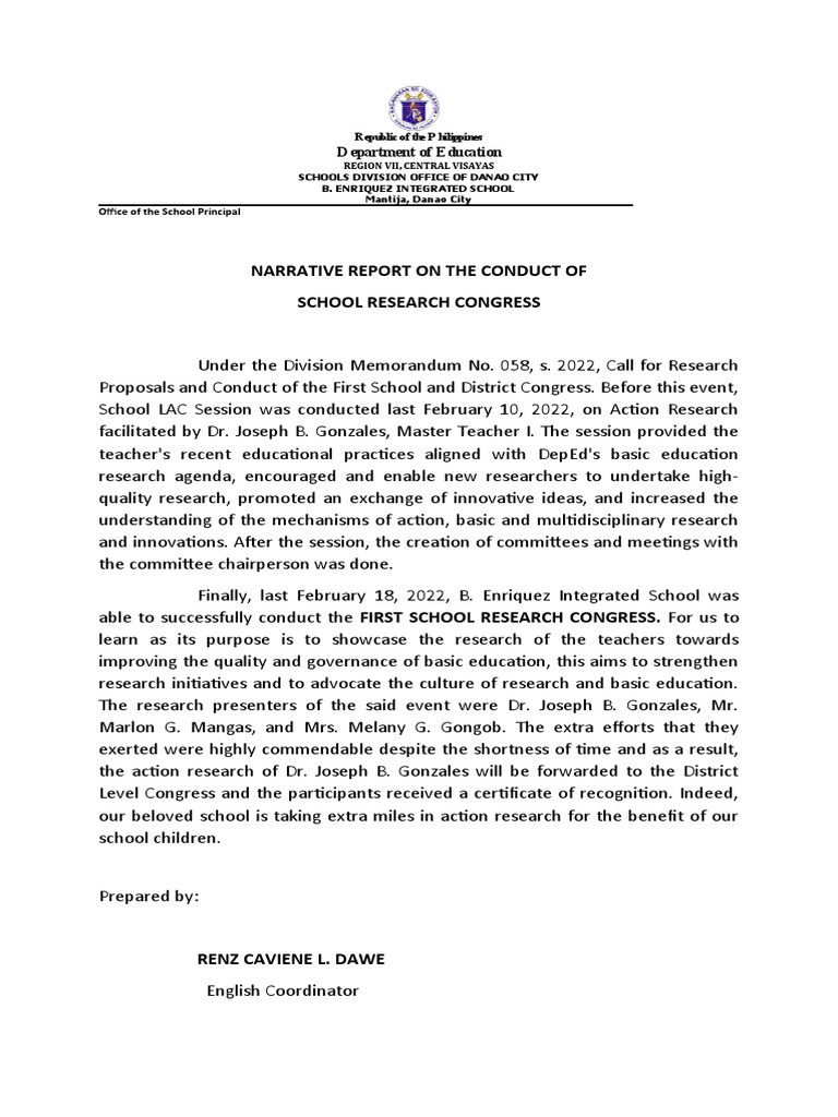 School Research Congress Report 2022 | PDF | Wellness