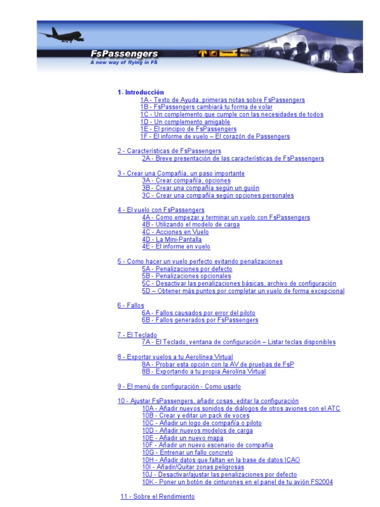 Manual en Español de FSPassengers | PDF | Point and Click | Avión