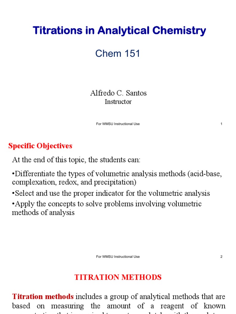 Titrations in Analytical Chemistry | PDF | Titration | Chemistry
