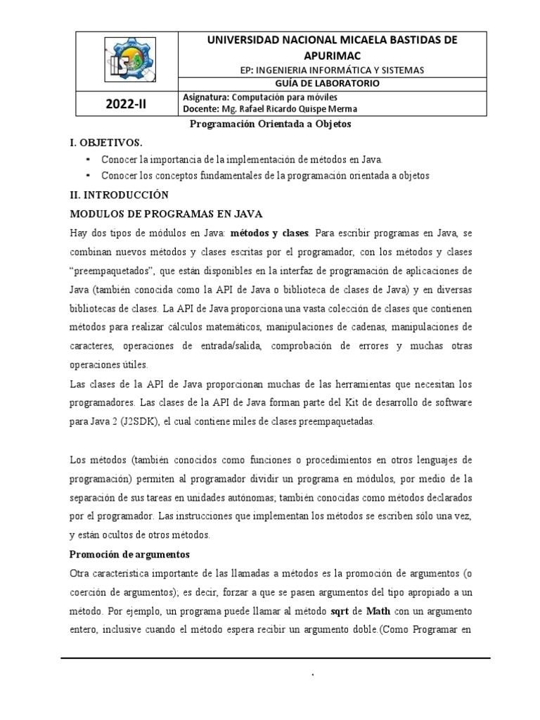 Guia ProgramacionOrientadoObjetos Final | PDF | Java (lenguaje de ...
