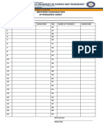 Attendance Sheet For Exam