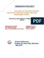 Comprehensive Study of The Indian Telecom Sector With Emphasis On BSNL and Cash Management in BSNL