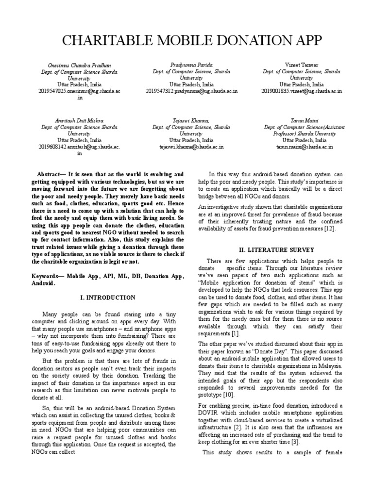 Charitable Donation Research Paper-V1 | PDF | Android (Operating System ...